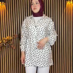 Puantiye Desenli Pamuklu Giy Çık Kap
