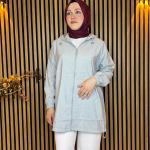Taş Detaylı Giy Çık Kap Gri