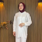 Taş Detaylı Poplin Gömlek Beyaz